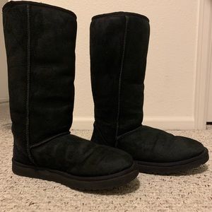 Tall black UGG boots, size 10.